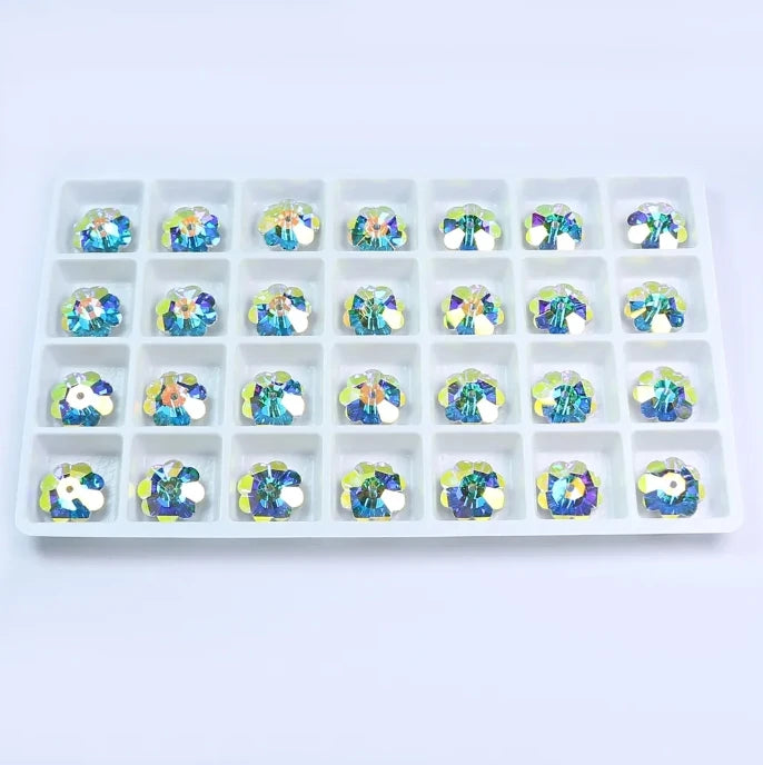 Acmore Crystal Wholesale Sew on Crystal AB Flatback Glass Rhinestones Lead-free Flower Crystal Beads for Garment Sewing Diy Accessories