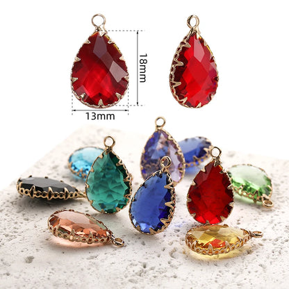 Acmore Crystal 13*18MM  Water Drop Transparent Crystal Glass Pendant with Claw Inlaid Rhinestone Pendant Accessories for Earrings & Necklace