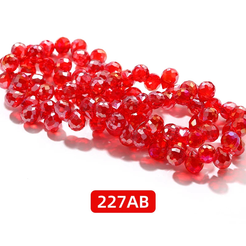 Acmore Crystal  8*10MM Shinning AB Color Faceted Cutting Strawberry  Tear Drop  Crystal Loose Beads Jewelry Accessories