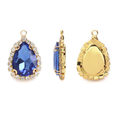 Acmore Crystal Drop Shape Crystal Stone Sewing on Golden/white K Claw Setting Pendant Necklace Strass Rhinestone Crafts