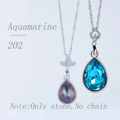 Acmore Crystal Drop Shaped Fancy Shiny Colors K9 Crystal Stones Alloy Back Pendant Necklace Deco Charms Jewelry Rhinestones Accessories
