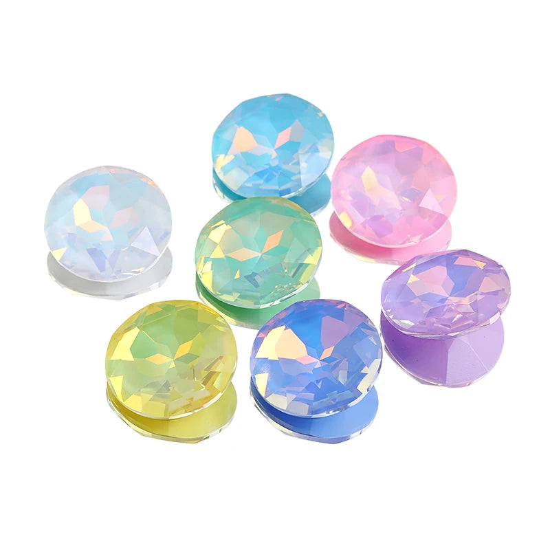 Acmore Crystal High Quality K9 Point Back Gemstone Flower Shape Glass Loose Rhinestones Opal Mocha Crystal Jewelry Diy Decoration