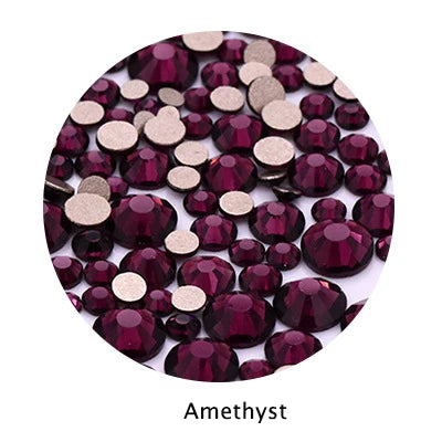 Acmore Crystal Gold Flat Back Round 40 Colors SS3-SS20 Mixed 3d Crystal ab Press on Nail Art Supplies Rhinestone Accessories