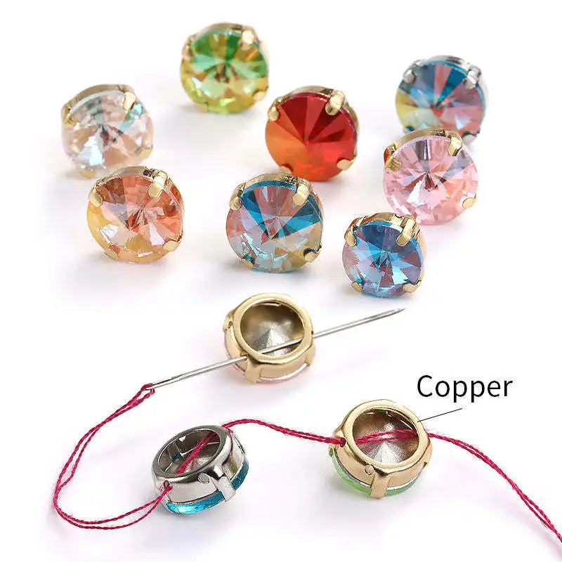 Acmore Crystal High Quality Rivoli Shaped  LA Series Crystal Glass Pointback Rhinestone With Claw for Jewelry Making
