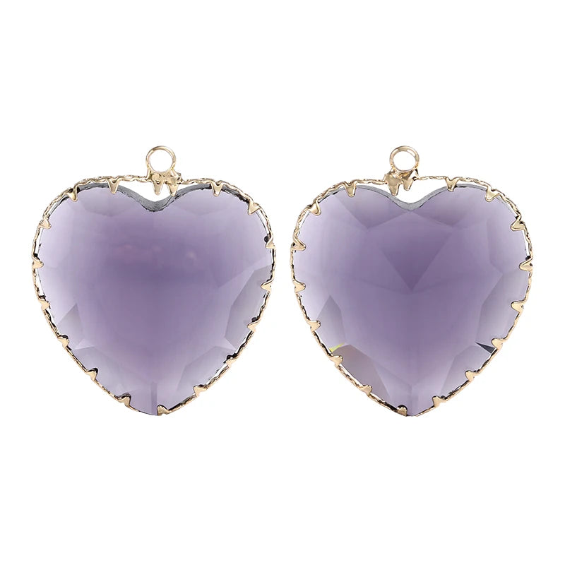 Acmore Crystal Peach Heart Transparent Crystal Glass Pendant with Claw Inlaid Rhinestone Pendant  Accessories for Earrings & Necklace
