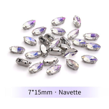 Acmore Crystal Moonlight Mixed Shapes Sew on Rhinestone With Silver Claw Setting DIY for Festival Decoration Accessories
