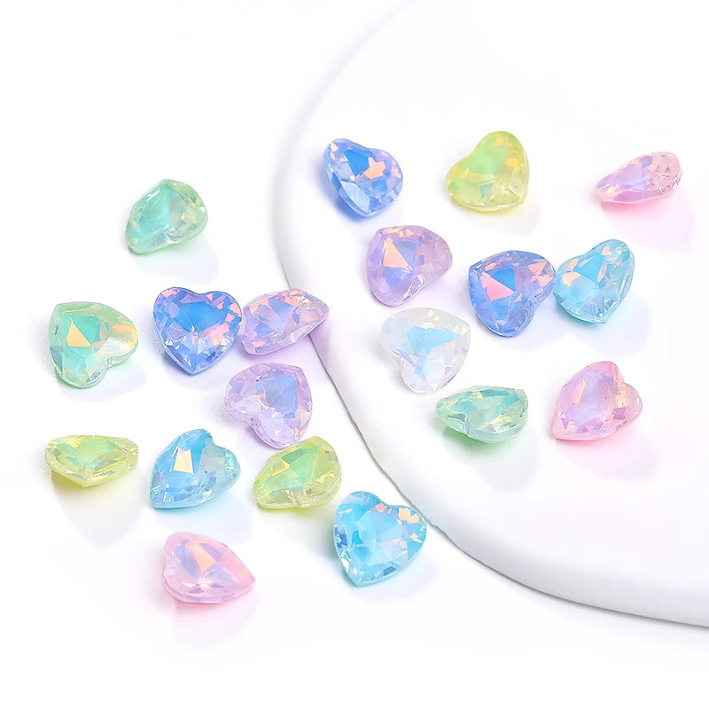 Acmore Crystal New Design Heart Shape Opal Mocha Rhinestones Point Back Glass Crystal Stones Fashion Clothing Decoration