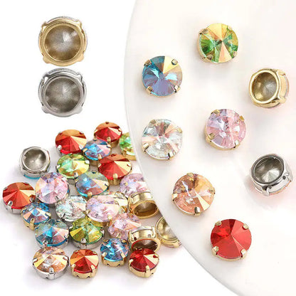 Acmore Crystal High Quality Rivoli Shaped  LA Series Crystal Glass Pointback Rhinestone With Claw for Jewelry Making