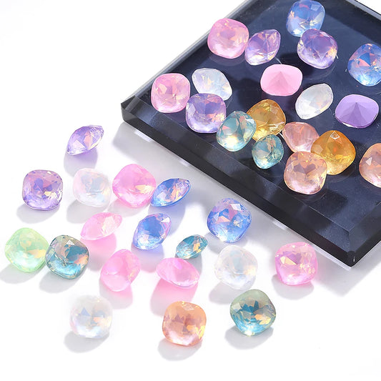 Acmore Crystal High Quality Cushion Shape Protein Mocha Series 8mm/10mm Pointback Crystal Stones Rhinestones for Jewelry Making Garment