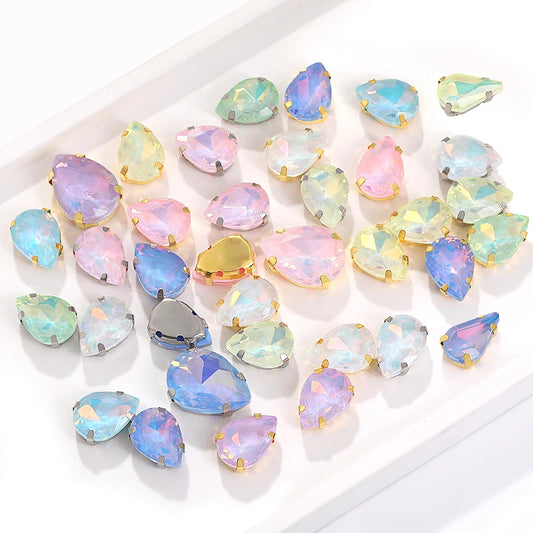 Acmore Crystal High Quality Colors Faceted Glass Stones Drop Claws Flatback Rhinestone Jewelry Art Garment Accessories