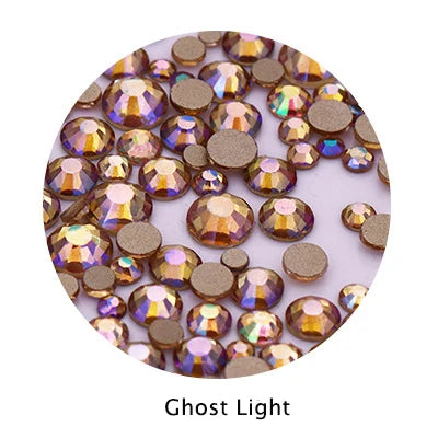 Acmore Crystal Gold Flat Back Round 40 Colors SS3-SS20 Mixed 3d Crystal ab Press on Nail Art Supplies Rhinestone Accessories