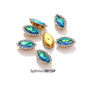 Acmore Crystal New Arrival Double-layers Navette Shape Flat Back Claw Rhinestones Golden Sunflower Sew-on Crystal Glass for Clothing