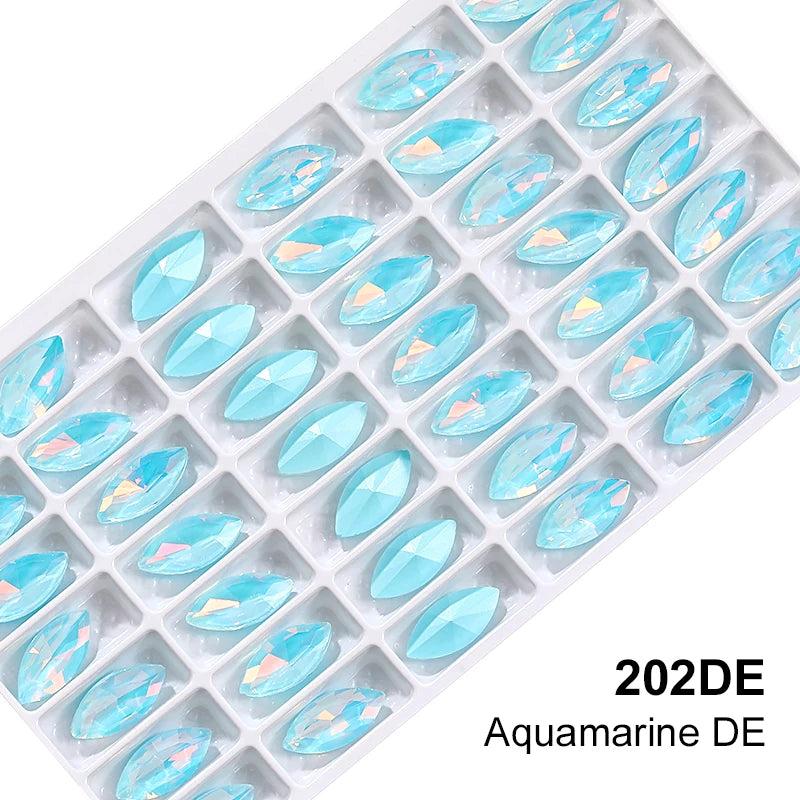 Xihcuan Wholesale Point Back Navette Shape Class Rhinestones Glue on Color Clothes Fashion Crystal DIY Nail Art