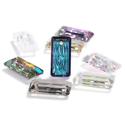 Acmore Crystal Relief Princess Baguete Shape Pendant Crystal Rhinestones Charms DIY Accessories for Necklace Earring Brooch Headwear