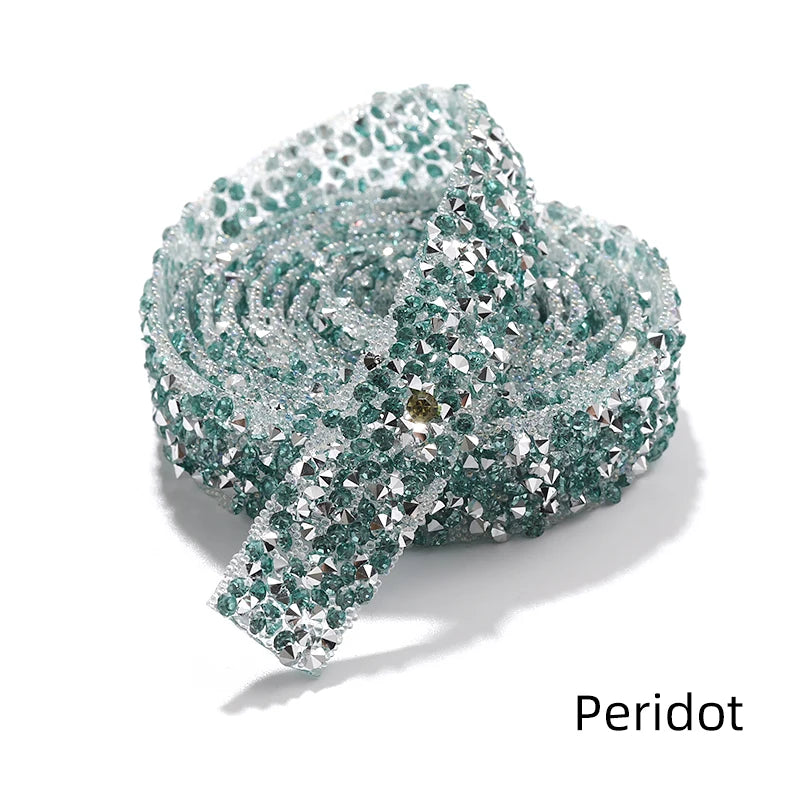 Acmore Crystal High Quality 1.2cm Trim Strass Chain Resin Crystal AB Hot Fix Rhinestones DIY Belt Wedding Dress Garment Craft