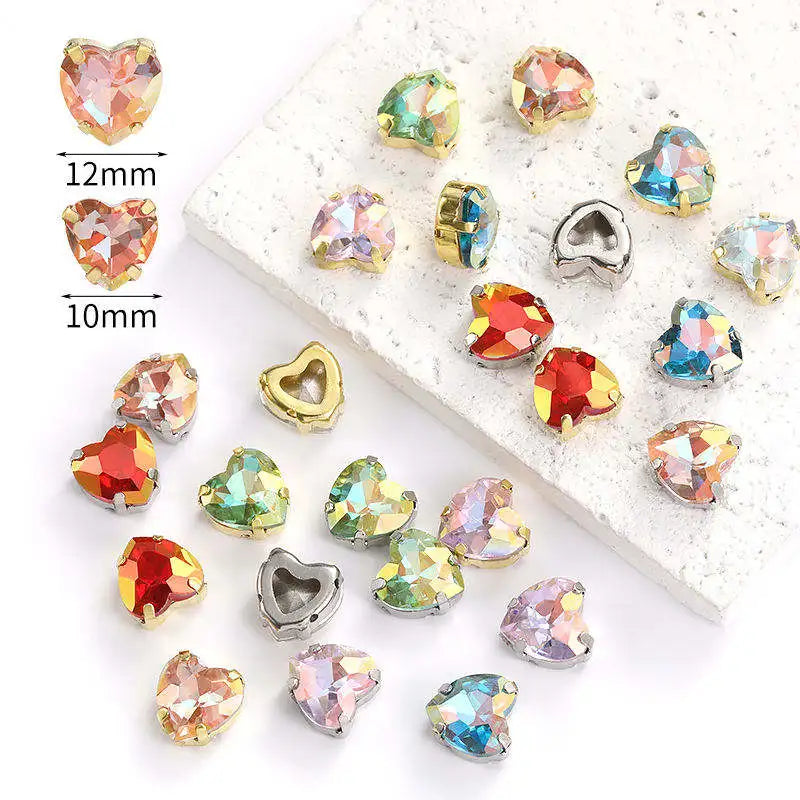 Acmore Crystal High Quality Heart  LA Series Glass  Copper Claw Fancy Rhinestones for Sewing Accessories Jewelry Making
