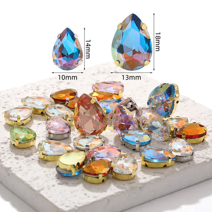 Acmore Crystal New Arrival LA Series Waterdrop Shape Stainless Steel Claw Setting Piont Back Crystals Sew on Beads for Jewelry