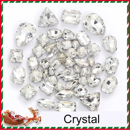 Acmore Crystal Christmas DIY Decoration Random Mixed Shapes Rhinestone With White k Stainless Steel Claw Setting Garment Accessories