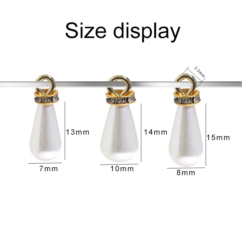 Acmore Crystal Drop Shaped 7*13/10*14/8*15mm Loose Pearl Pendant With Rhinestone Beads DIY for Necklace Earring Bracelet Accessories