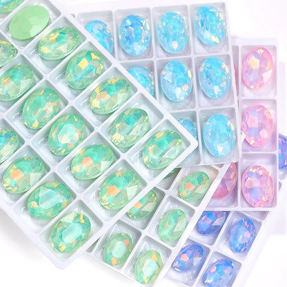 Acmore Crystal Hot Sale Opal Mocha Oval Shape New Design Loose Stones Color Point Back Loose Rhinestone Clothing Accessories DIY