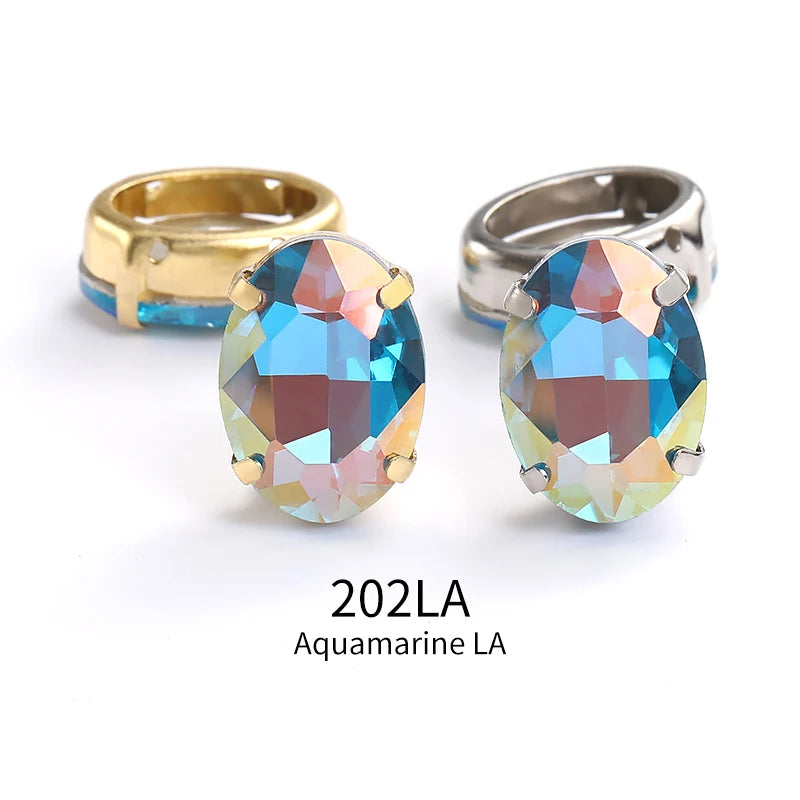 Acmore Crystal High Quality  Oval LA Series Point Back Glass Stone With Claw Rhinestones for Sewing Accessories