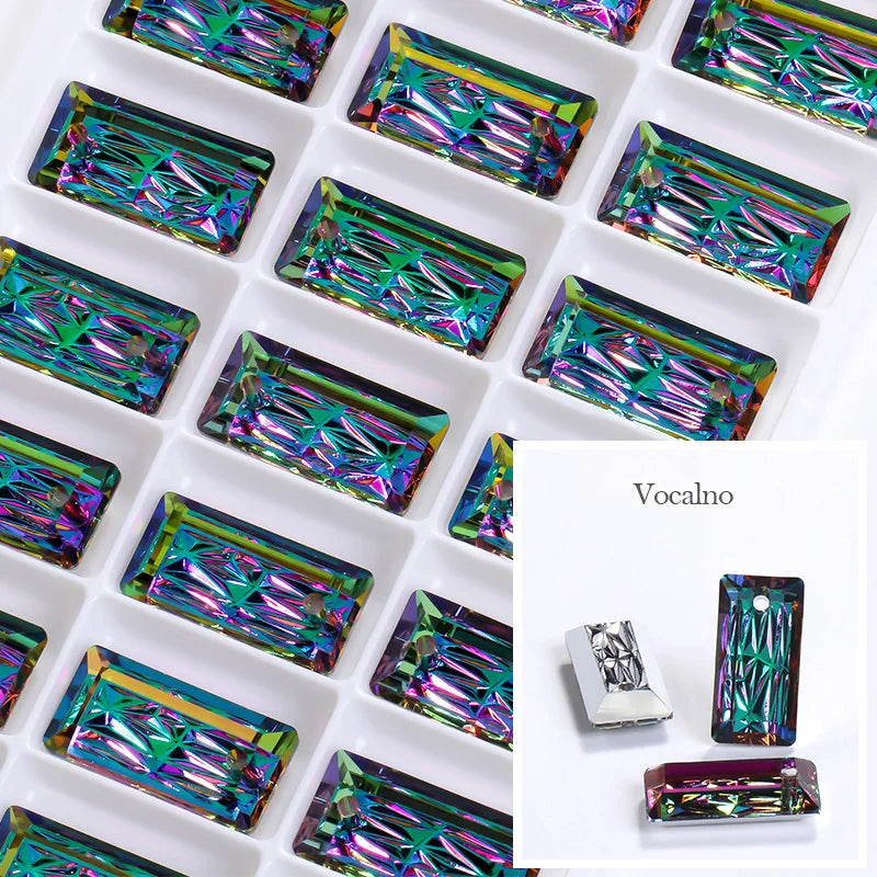 Acmore Crystal Relief Princess Baguete Shape Pendant Crystal Rhinestones Charms DIY Accessories for Necklace Earring Brooch Headwear