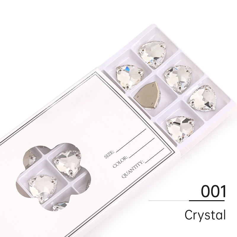 Acmore Crystal Fat Triangle Hot Selling DIY Shiny Crystal K9 Glass Sew on Rhinestone Fancy Stones Strass for Wedding Dress Decoration