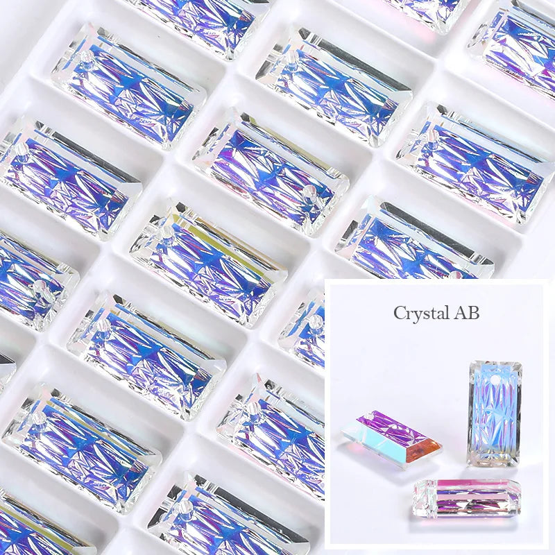 Acmore Crystal Relief Princess Baguete Shape Pendant Crystal Rhinestones Charms DIY Accessories for Necklace Earring Brooch Headwear