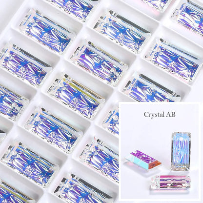 Acmore Crystal Relief Princess Baguete Shape Pendant Crystal Rhinestones Charms DIY Accessories for Necklace Earring Brooch Headwear