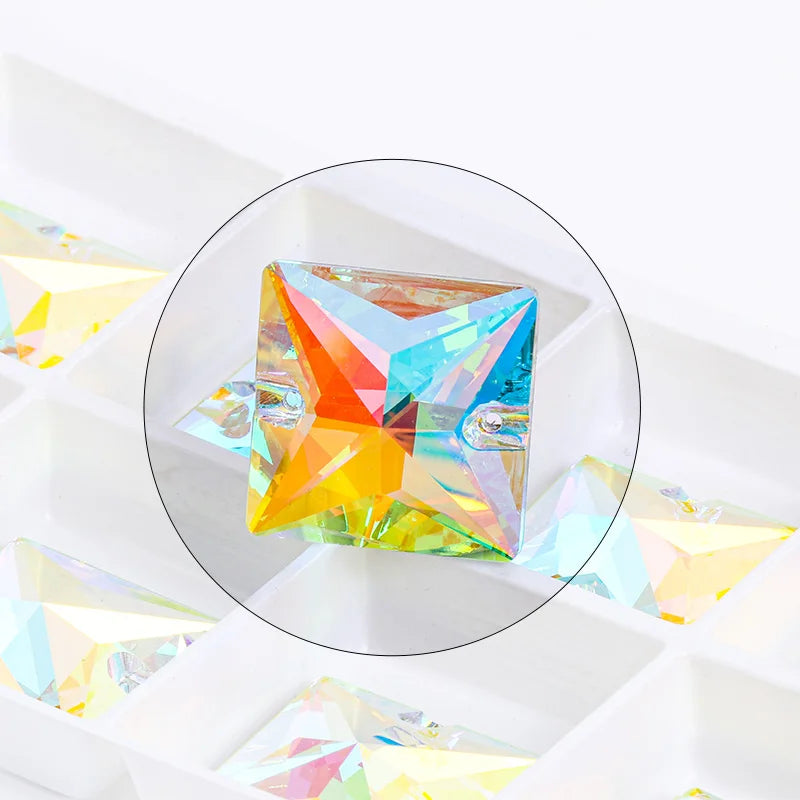 Acmore Crystal New Princess square Shape Crystal ab Hand Stitch DIY for Dress Clothes Sew on Crystal Stone Rhinestone Accessories
