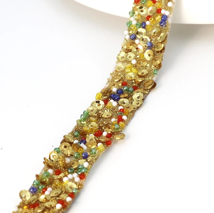 Acmore Crystal  Hot-Fix Gravel Tape 2cm Wide Rhinestone Chain Stone Cake Ribbon Trimming Wedding Decoration Sewing Accessories