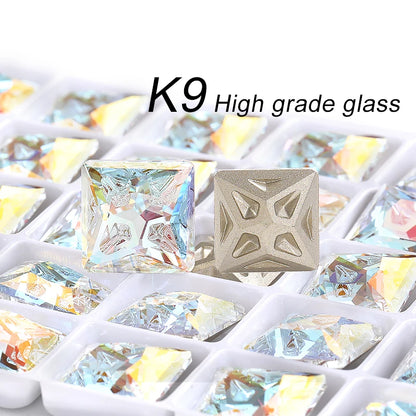 Acmore Crystal Square Shape Star Meteorite Series 12 /18mm K9 Glass Pointback Crystal Stones Rhinestones for Jewelry Making Garment