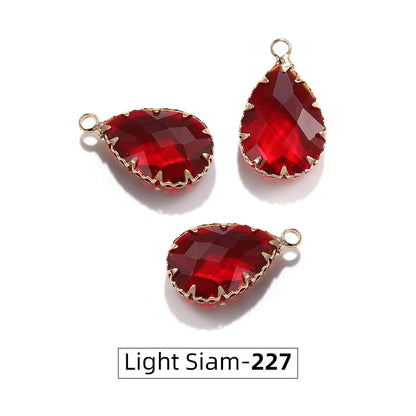 Acmore Crystal 13*18MM  Water Drop Transparent Crystal Glass Pendant with Claw Inlaid Rhinestone Pendant Accessories for Earrings & Necklace