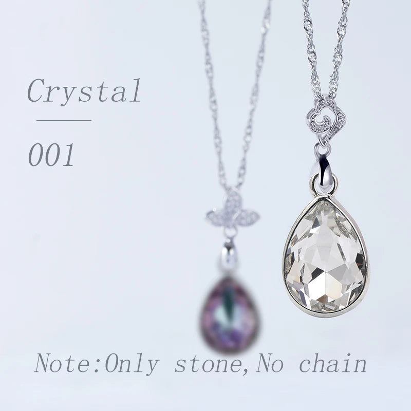 Acmore Crystal Drop Shaped Fancy Shiny Colors K9 Crystal Stones Alloy Back Pendant Necklace Deco Charms Jewelry Rhinestones Accessories