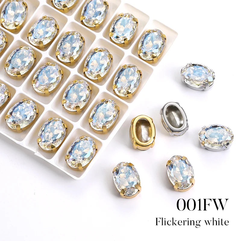 Acmore Crystal High Quality Oval Shape Nest Face Glass Stone  Claw Rhinestone for Jewelry Making  Accessories