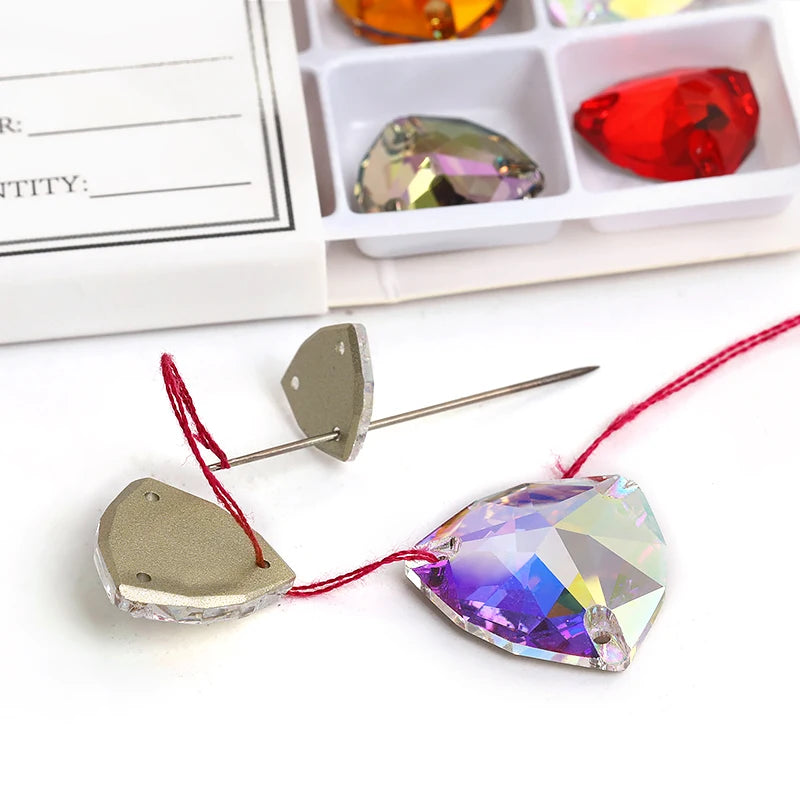 Acmore Crystal Fat Triangle Hot Selling DIY Shiny Crystal K9 Glass Sew on Rhinestone Fancy Stones Strass for Wedding Dress Decoration