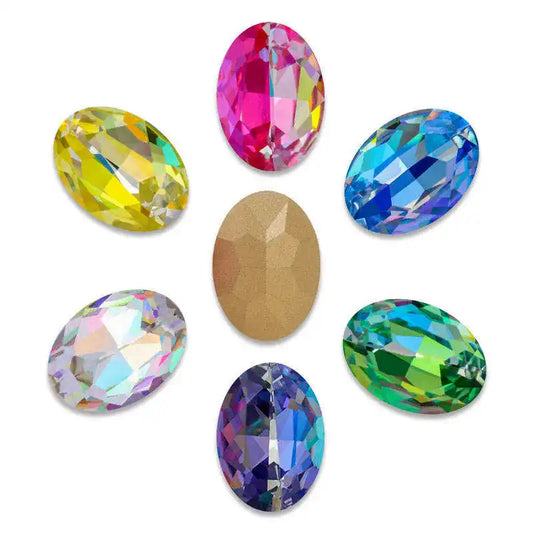 Acmore Crystal K9 Fancy Stone Rhinestones  MI MK LS Series Oval Point Back Shapes Glass Crystal Stone Women Clothes Shoes Bags