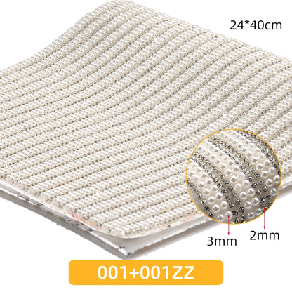 Acmore Crystal 24*40CM Pearl Mesh Trimming Net Colorful Resin Best Rhinestone DIY Purse Applique  for Wedding & Dress
