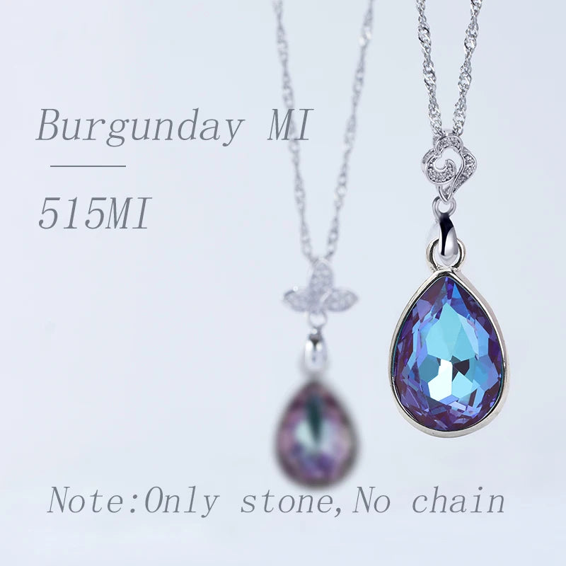 Acmore Crystal Drop Shaped Fancy Shiny Colors K9 Crystal Stones Alloy Back Pendant Necklace Deco Charms Jewelry Rhinestones Accessories