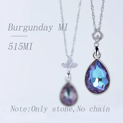 Acmore Crystal Drop Shaped Fancy Shiny Colors K9 Crystal Stones Alloy Back Pendant Necklace Deco Charms Jewelry Rhinestones Accessories