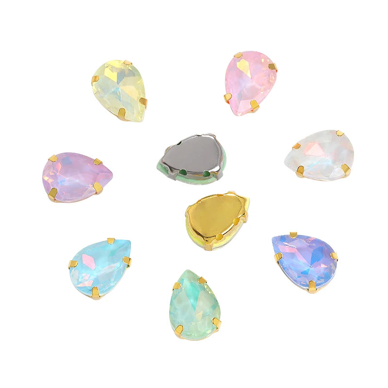 Acmore Crystal High Quality Colors Faceted Glass Stones Drop Claws Flatback Rhinestone Jewelry Art Garment Accessories