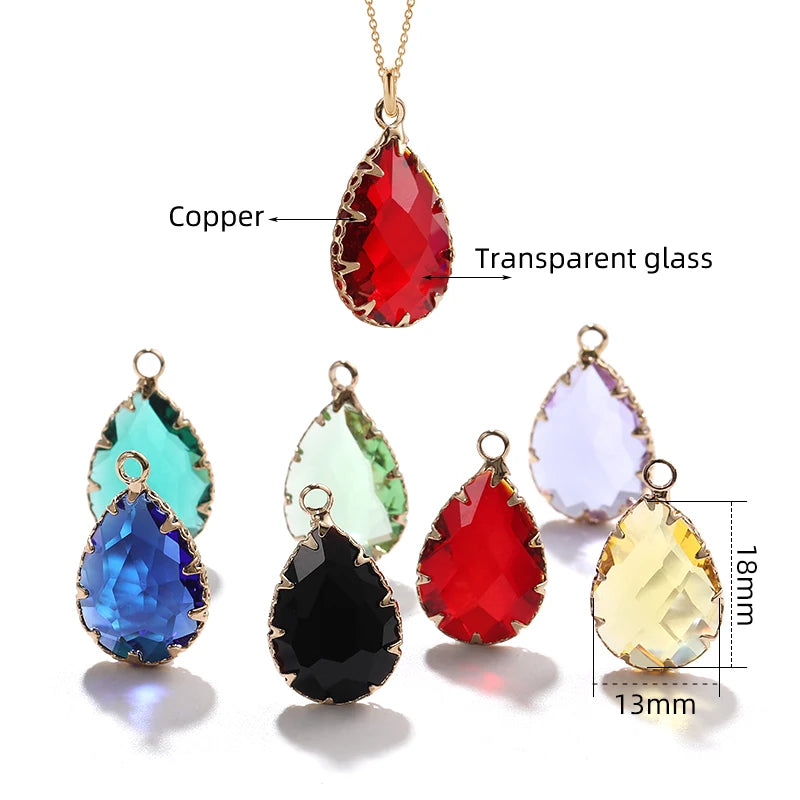 Acmore Crystal 13*18MM  Water Drop Transparent Crystal Glass Pendant with Claw Inlaid Rhinestone Pendant Accessories for Earrings & Necklace