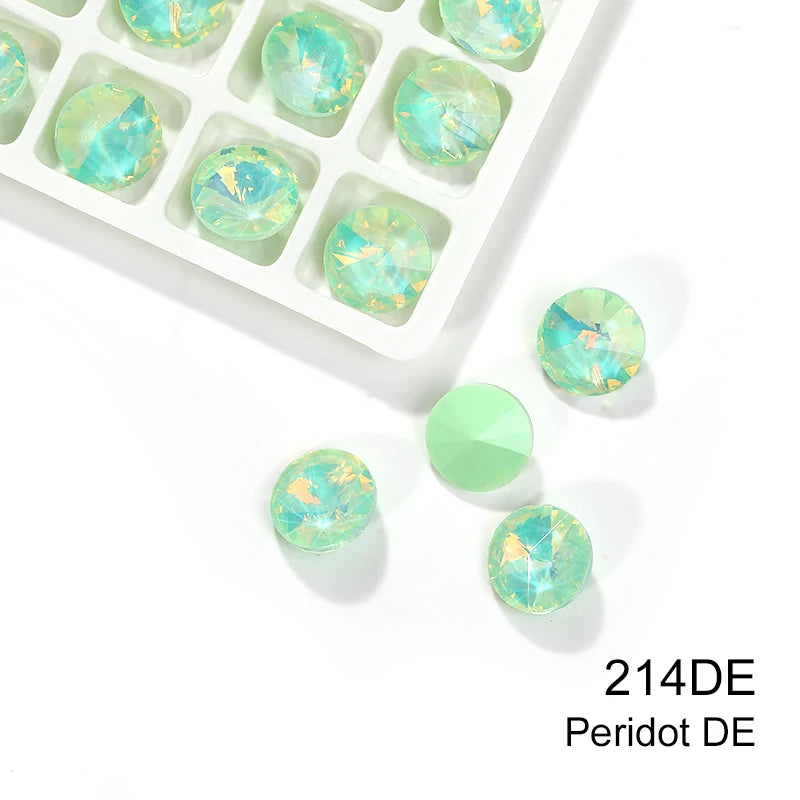 Acmore Crystal High Quality Opal Mocha DE Point Back Rivoli Shape Colorful Rhinestones Glass Crystal DIY Clothes Design