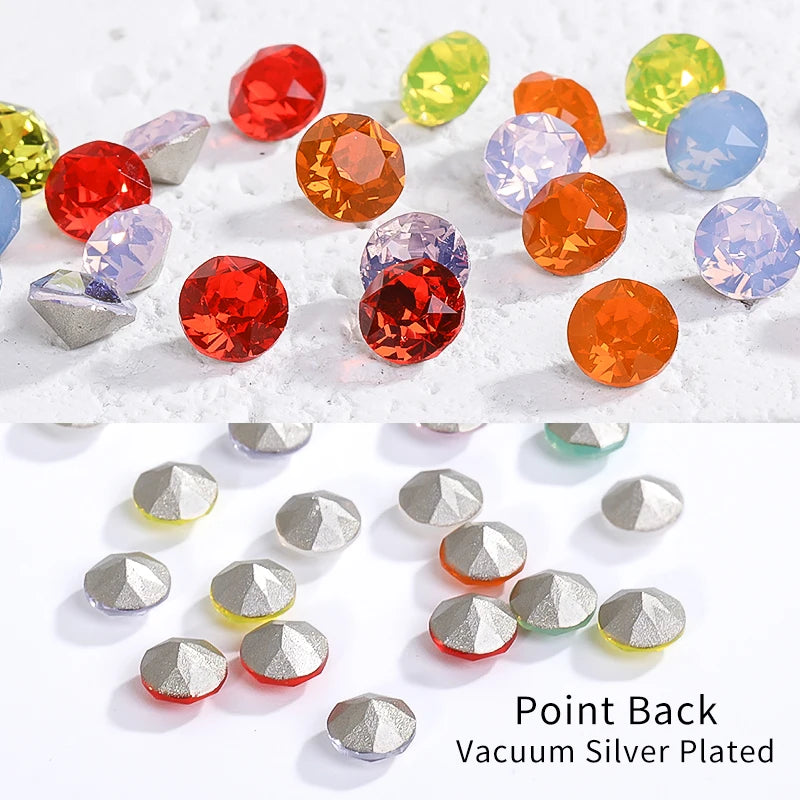 Acmore Crystal XIRIUS Chaton Shaped Opal Nail Art Rhinestones Bulk Wholesale Glass Crystals Bling Pointback Gems Jewelry Decorations