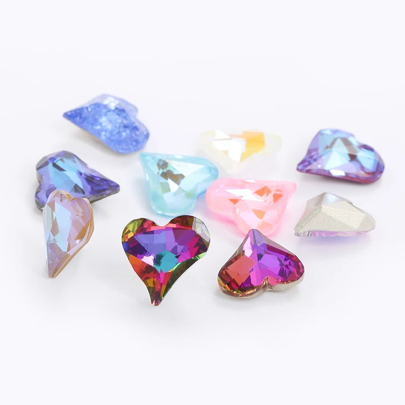 Acmore Crystal Sweet Heart Fancy Shaped Pointback K9 Glass Rhinestones Crystal Stones Crafts for Jewelry Making Garment Decoration