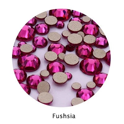 Acmore Crystal Gold Flat Back Round 40 Colors SS3-SS20 Mixed 3d Crystal ab Press on Nail Art Supplies Rhinestone Accessories