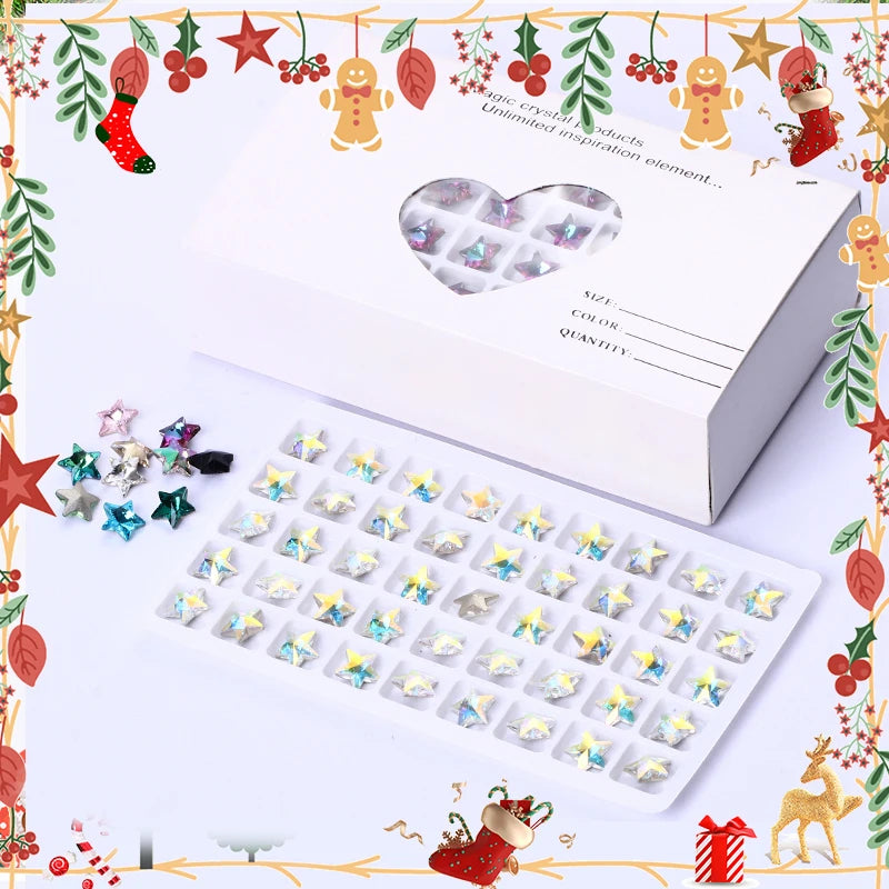 Acmore Crystal Christmas Series Star Shaped Crystal Stone Pointback Rhinestones Glass Nail Art Supplies Jewelry Decoration Diy Strass