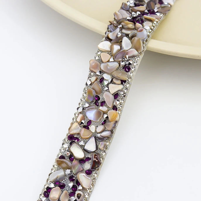 Acmore Crystal  Hot-Fix Gravel Tape 2cm Wide Rhinestone Chain Stone Cake Ribbon Trimming Wedding Decoration Sewing Accessories
