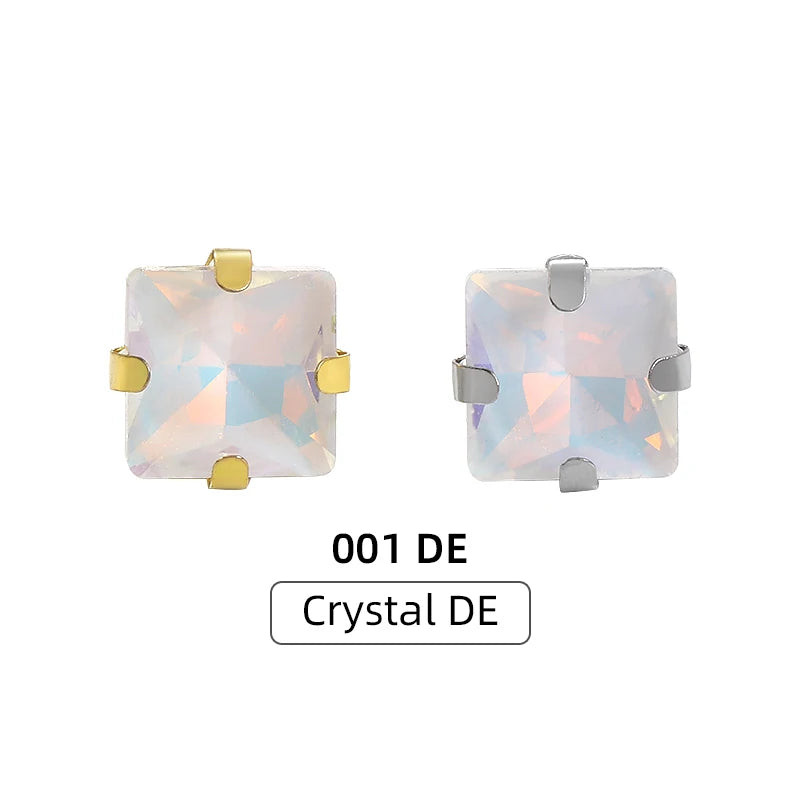 Acmore Crystal New Design Princess Square Four Claws Rhinestones Flatback Sew on Fancy Stones Jewelry and Clothing