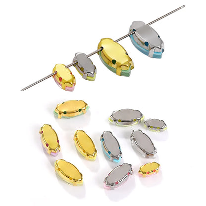 Acmore Crystal High Quality Horse Eye Navette Shape Color Stone With Four Claws Sew on Glass Rhinestones DIY Garment Accessories